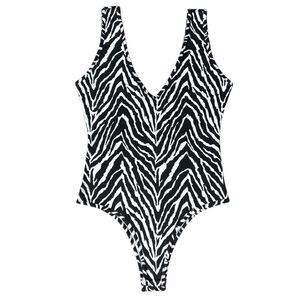 Sweet Generis Zebra Print Bodysuit Black White Size Small